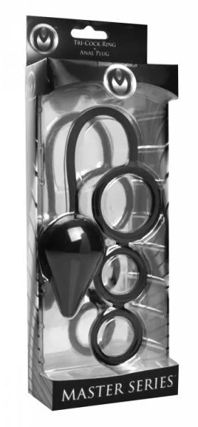 Triple Threat Silicone Tri Cock Ring And Anal Plug