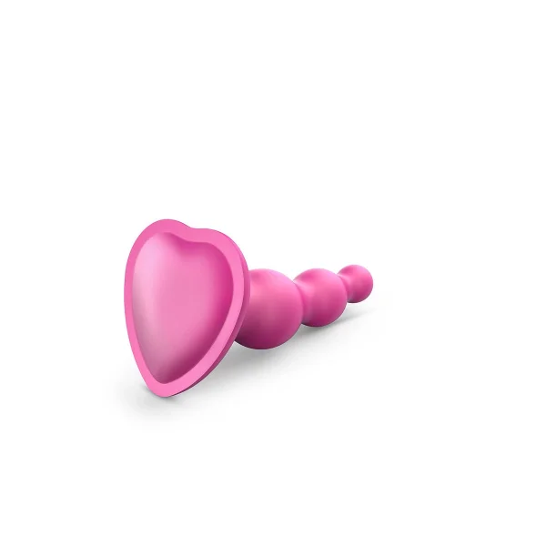 Strap-on-Me Hybrid Collection Beads Silicone Suction Cup Dildo - S Metallic Raspberry Pink
