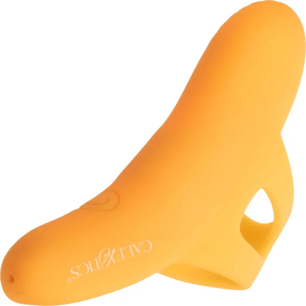 Neon Vibes - The Pleasure Vibe Rechargeable Silicone Finger Vibrator By CalExotics - Orange