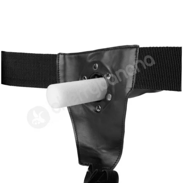 Ouch! Textured Black 8" Curved Hollow Strap-on Adjustable Set