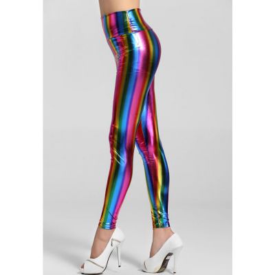 Empire Waist Fluorescent Rainbow Leggings Various One Size