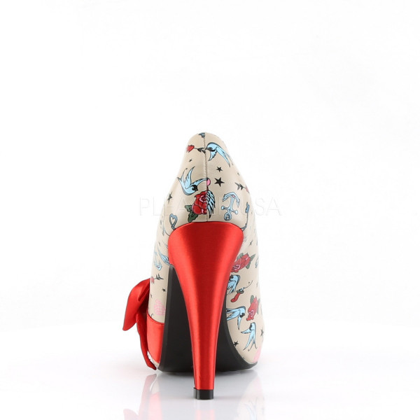 BETTIE-13 - 4 1/2" Heel, 1" Hidden P/F Open Toe Pump W/ Large Satin Bow — image 4 of 12