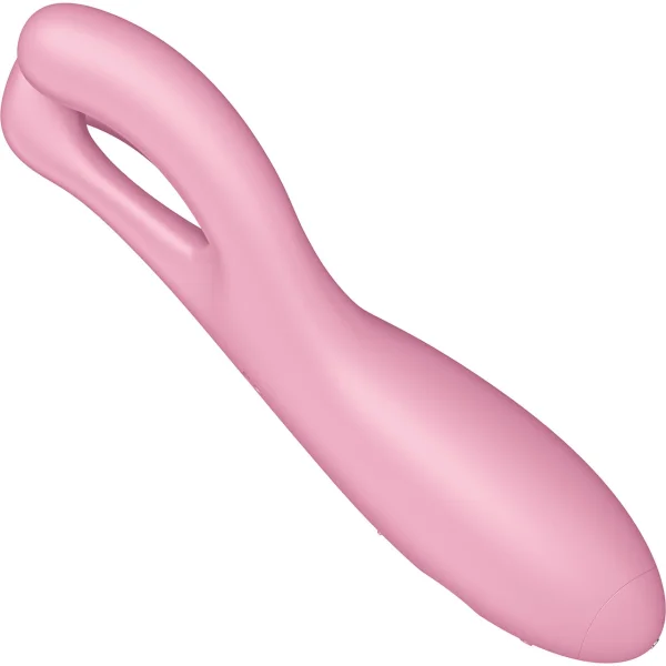 Satisfyer Threesome 4 Rechargeable Waterproof 12-Function App Enabled Dual Stimulation Vibrator - Pink