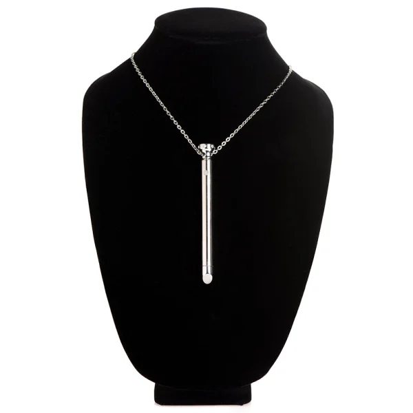 Charmed 7X Rechargeable Stainless Steel Vibrating Necklace - Silver