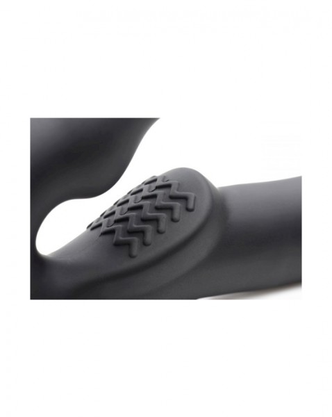 Evoke Rechargeable Vibrating Silicone Strapless Strap-on - Black