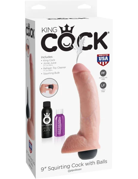 King Cock 9 inch Squirting Cock with Balls Flesh