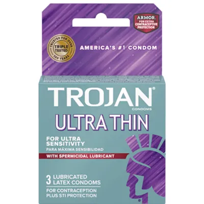 Trojan Ultra Thin Spermicidal Lubricated Condoms 3 Pack