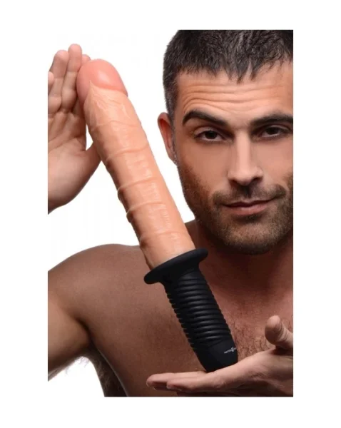 Onslaught 13 Mode Xl Vibrating Thrusting Dildo - Flesh - 14.2 Inch