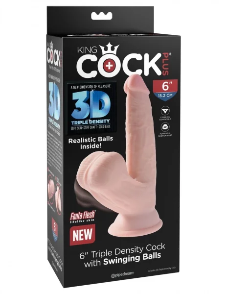 King Cock Plus 6" Triple Density Cock With Swinging Balls — image 5 of 8