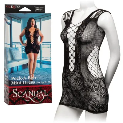Calexotics Scandal Peek A Boo Mini Dress Plus Size