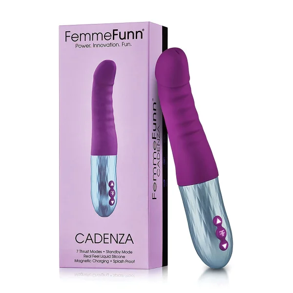 Cadenza Rechargeable Silicone Thrusting Dildo By FemmeFunn - Purple