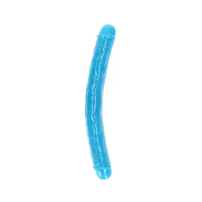 Couples Dildos Realrock Glow In The Dark Double Dong 15 In Dual ended Dildo Neon Blue