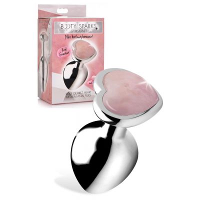 Booty Sparks Genuine Rose Quartz Heart Shaped Butt Plug