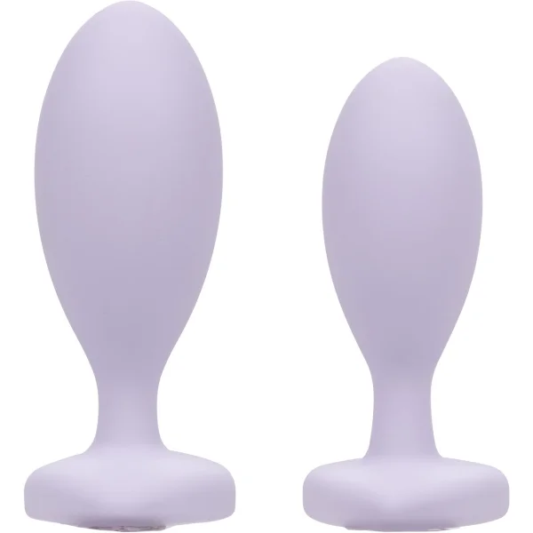 First Time Crystal Booty Duo Silicone Anal Plug 2 Piece Set By CalExotics - Purple