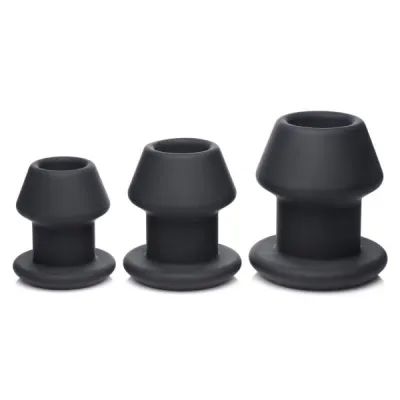 Gape grommets 3 Piece Hollow Silicone Anal Dilator Set