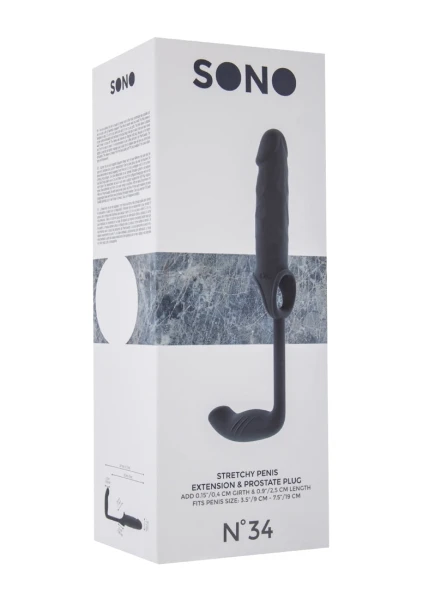 Sono No.34 - Stretchy Penis Exten and Plug - Grey