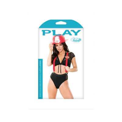 Hotshot Firefighter Costumer Set Suspenders Tie Top And Panty