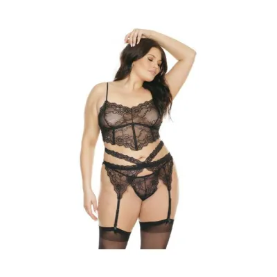 Diva Bra Garterbelt And G string Black Os Xl Hanging