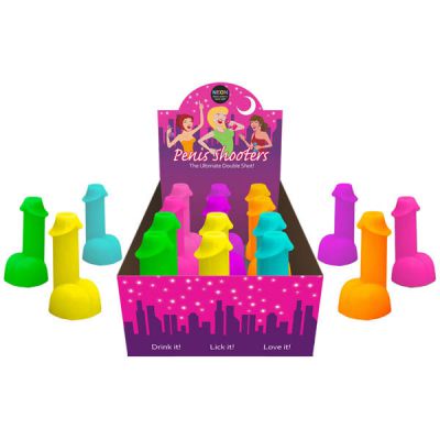 Neon Penis Shooters Neon Coloured Dicky Shot Glasses Counter Display of 12