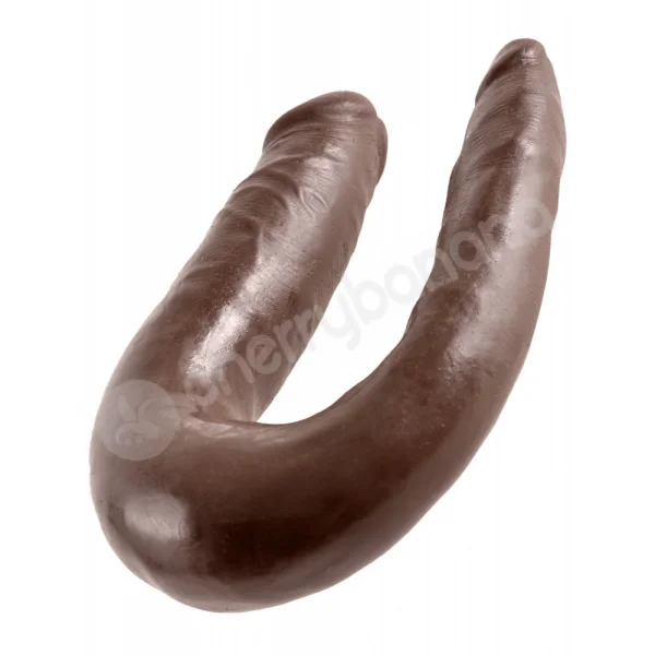 King Cock Brown U-shaped Small Double Trouble Dildo