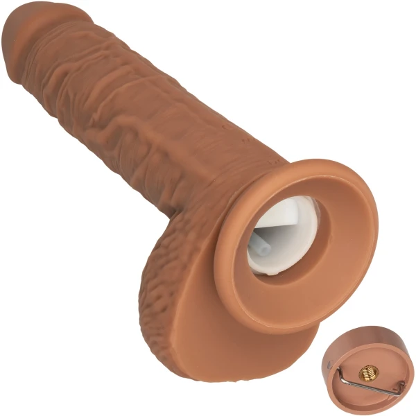 Squirting Fuck Stick 9" Vibrating Realistic Silicone Suction Cup Dildo By CalExotics - Caramel