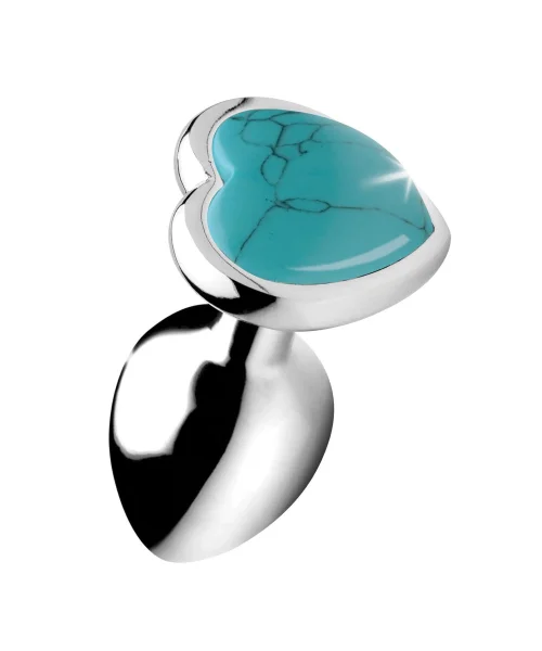 Turquoise Heart Anal Plug - Small