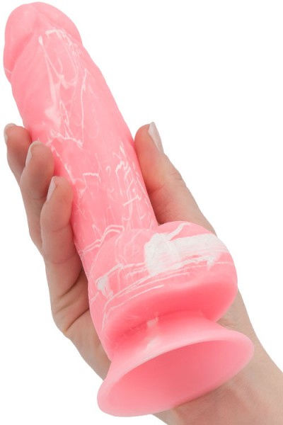 BMS Glow-in-the-Dark 7.5" Pink Silicone Dildo with Suction Base