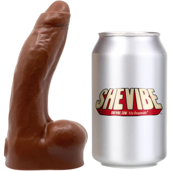 WEE Daddy Dakota Uncut 6" Platinum Silicone Realistic Dildo With Balls By Dee's Big Daddies - Chocolate
