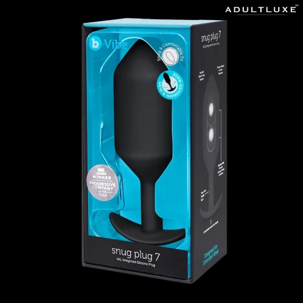 b-Vibe Snug Plug 7 XXXXL Silicone Weighted Butt Plug - Black