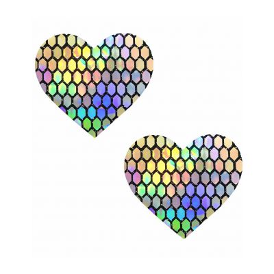 Neva Nude Net Holographic Heart Pasties