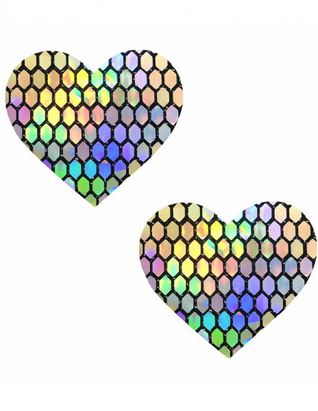 Neva Nude Net Holographic Heart Pasties