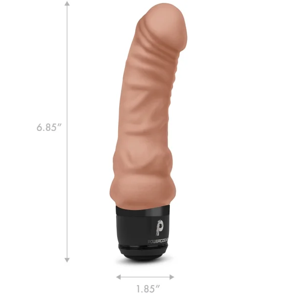 Powercocks Realistic Silicone Waterproof Rechargeable 6" Vibrator - Caramel