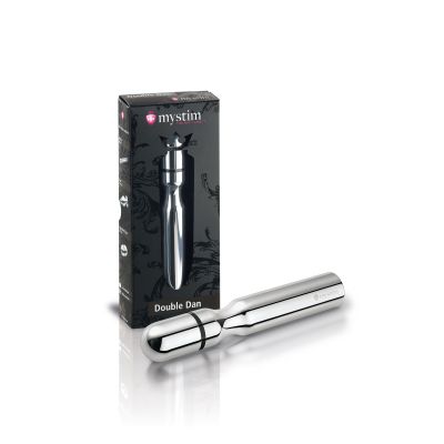 Mystim Double Dan Aluminium 15 5 cm Dong with E Stim
