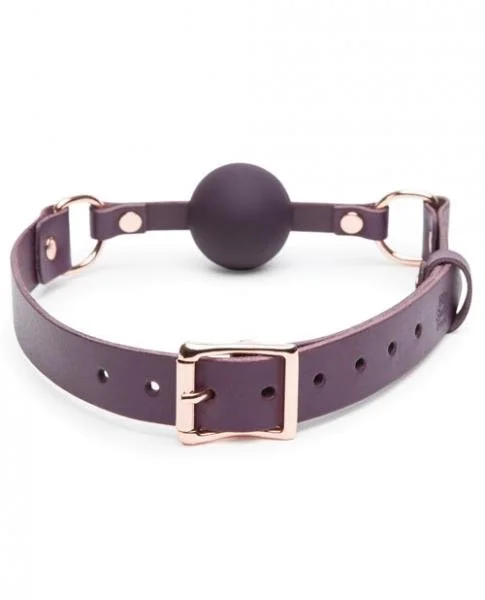 Fifty Shades Cherished Leather Ball Gag Purple