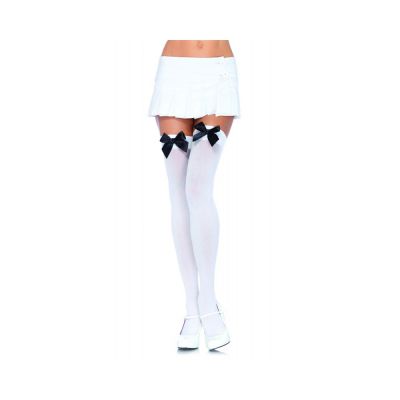 Nylon Over The Knee Bow Accent O S White Black