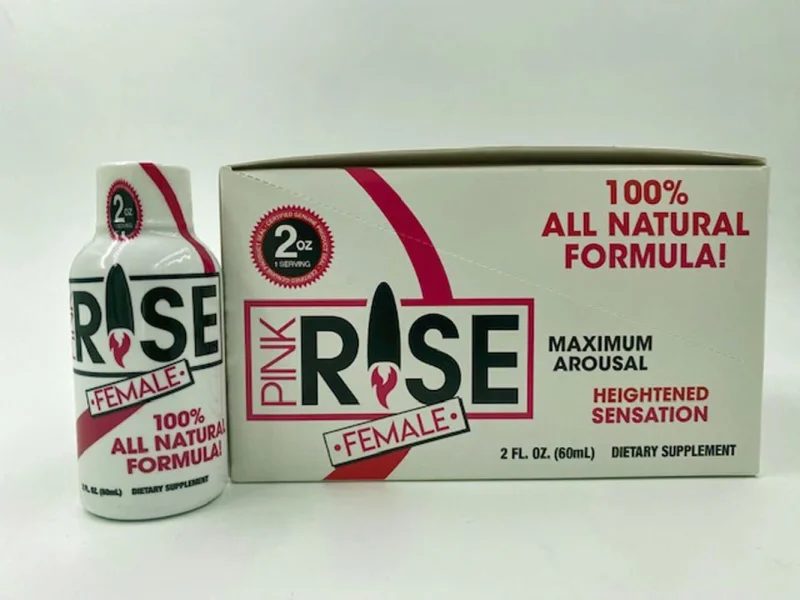 Pink Rise Shot- 12 Liquid Bottle Female Sexual Enhancement Display - 2 Fl. Oz.