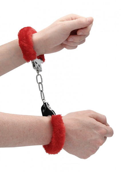 Pleasure Handcuffs Furry - Red - Sexy Handcuffs