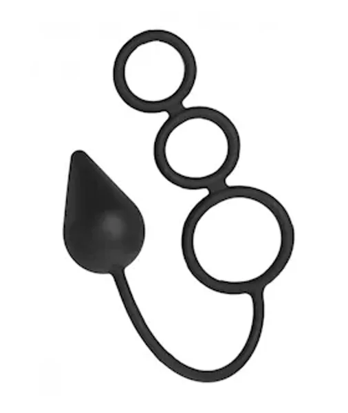 Triple Threat Silicone Tri Cock Ring With Anal Plug — image 7 of 9