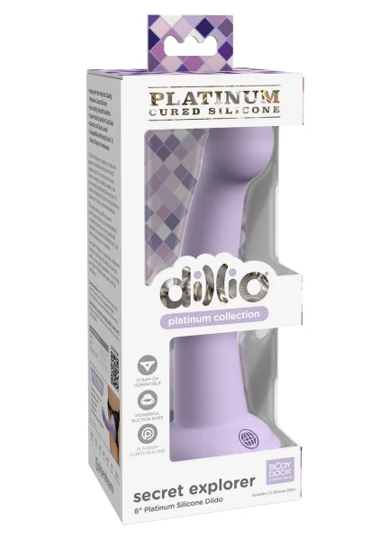 Dillio Platinum Secret Explorer Silicone 6" Suction Cup Dildo - Lavender