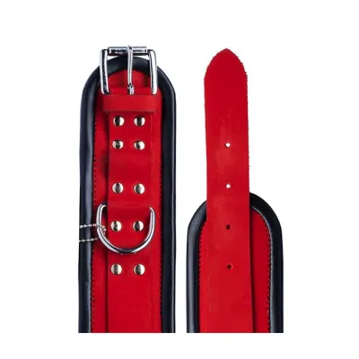 Bound X Rounded Nubuck Leather Wrist Cuffs Red Black