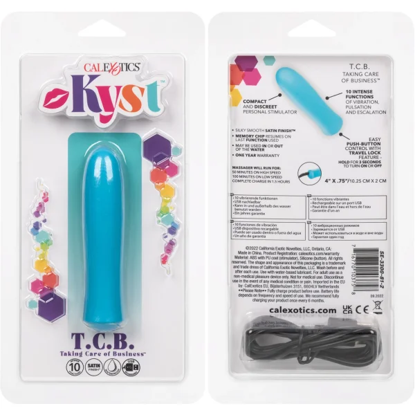 Kyst T.C.B. Taking Care of Business Powerful Waterproof Rechargeable Bullet Vibrator By CalExotics - Blue