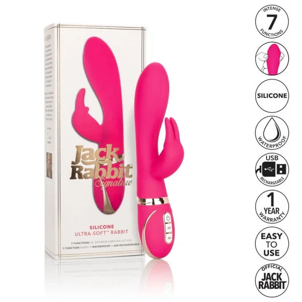 Jack Rabbit Signature Silicone Ultra-Soft Rabbit Dual Stimulation Vibrator by CalExotics