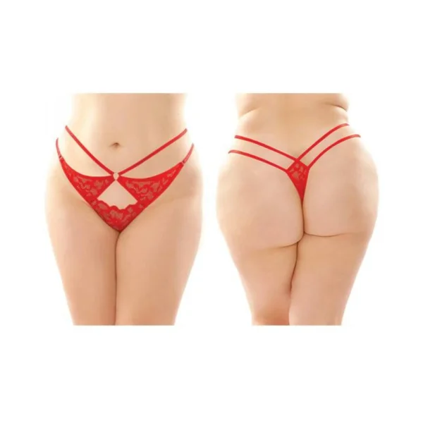 Jasmine Strappy Lace Thong With Front Keyhole Cutout 6-pack Q/s Red