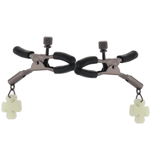 Bound Adjustable G4 Glow In The Dark Nipple Clamps by NS Novelties - Gunmetal