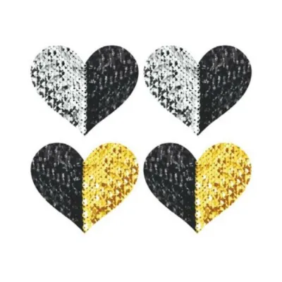 Peekaboo Reversible Sequin Heart Blk gld