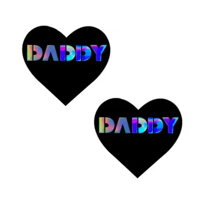 Sexy Accessories Neva Nude Pasty Daddy Heart Vinyl Black
