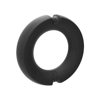 Kink Silicone Covered Metnal Cock Ring Black 35mm