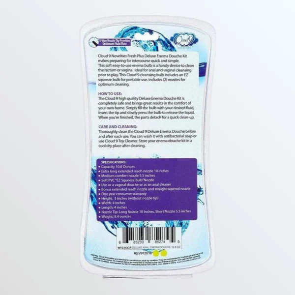 Cloud 9 Fresh + Deluxe Anal Enema Douche Kit Squeeze Bulb with Soft Nozzle 10.8oz