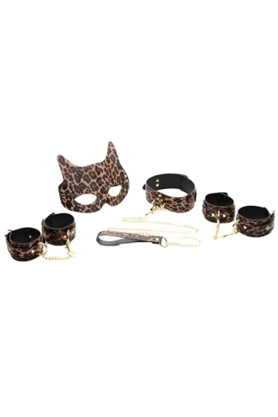 Master Series Wild Sex - 7 Piece Jaguar Print Bondage Set