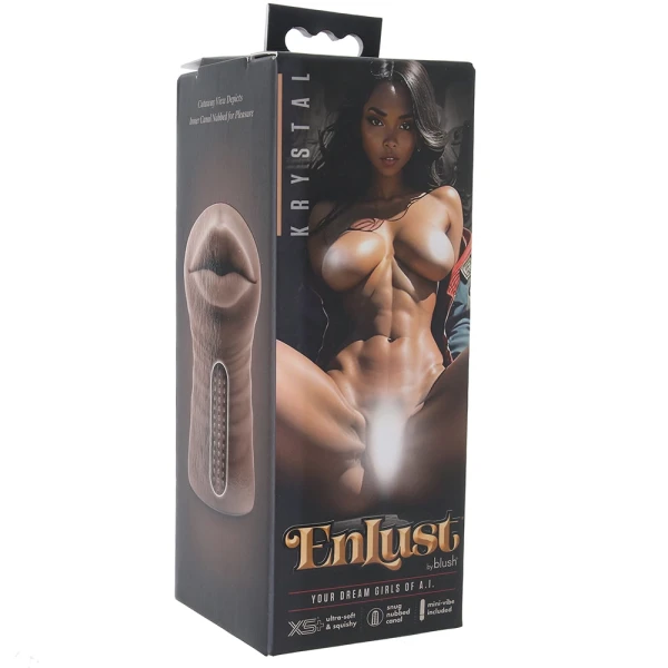 EnLust Krystal Open Ended Vibrating Mouth Penis Masturbator By Blush - Chocolate